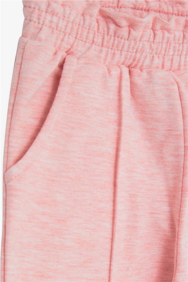 Girls' Sweatpants with Elastic Waistband and Pockets, Salmon Melange (1-1.5 Years)