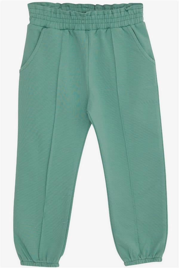Baby Girl Sweatpants with Elastic Waistband and Pockets, Mint Green (1-1.5 Years)