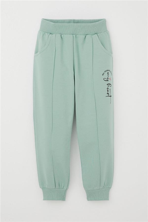 Girls' Sweatpants with Chima Stitching Detail and Pockets, Aqua Green (Ages 3-7)