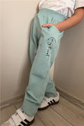 Girls' Sweatpants with Chima Stitching Detail and Pockets, Aqua Green (Ages 3-7)
