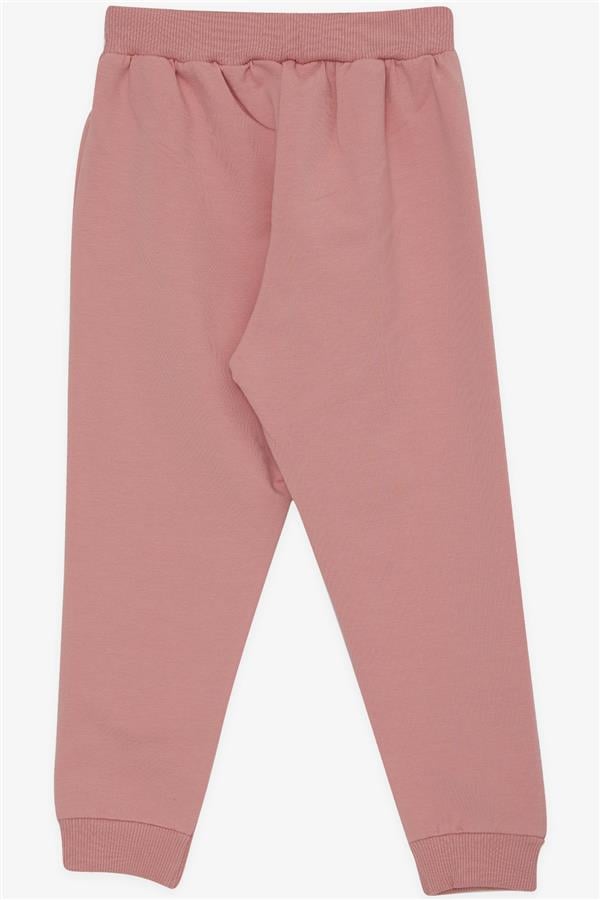 Girls' Sweatpants with Cute Teddy Bear Embroidery, Rose Pink (1-1.5 Years)