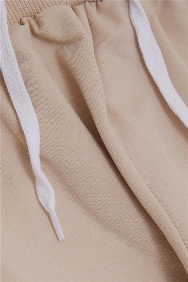 Baby Girl Sweatpants with Cute Teddy Bear Embroidery, Beige (1-1.5 Years)