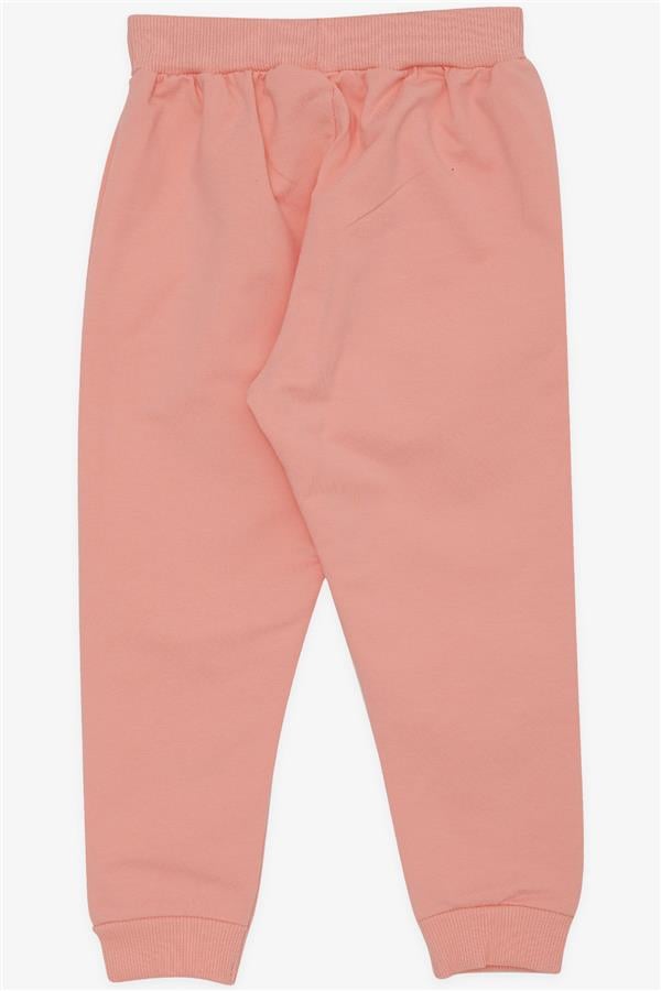 Baby Girl Sweatpants with Cute Teddy Bear Embroidery, Salmon Color (1-1.5 Years)