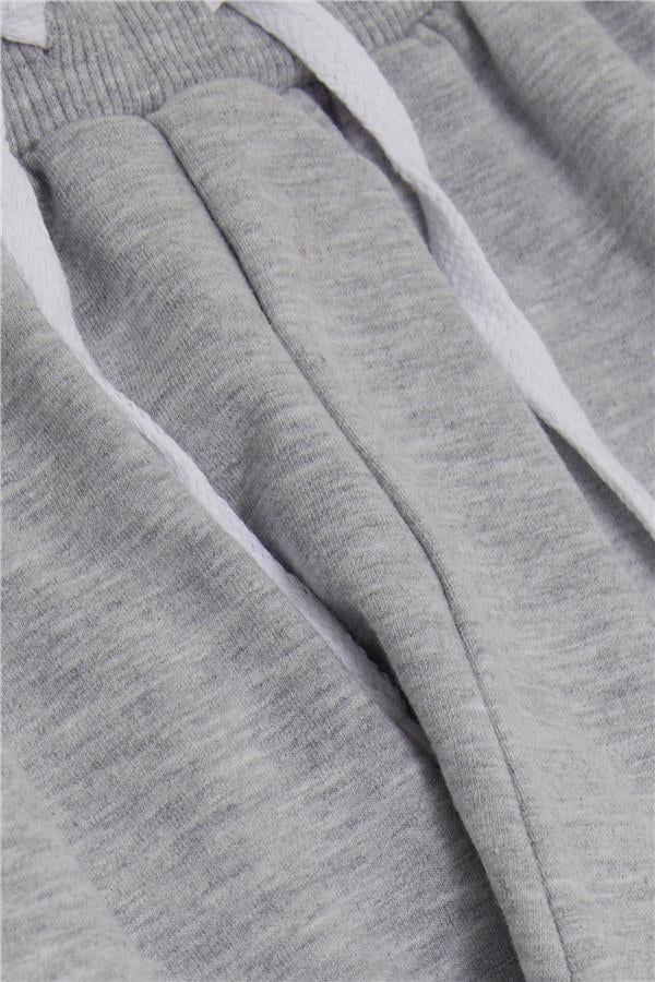 Baby Girl Sweatpants with Cute Teddy Bear Embroidery, Light Grey Melange (1-1.5 Years)
