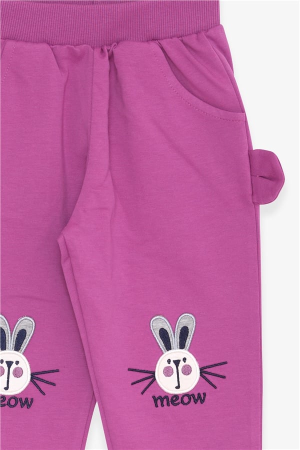 Baby Girl Sweatpants with Bunny Embroidery, Purple (1-1.5 Years)