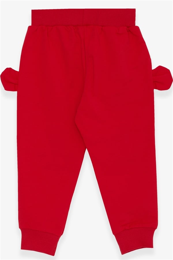 Baby Girl Sweatpants with Bunny Embroidery, Pomegranate Blossom (1-1.5 Years)