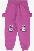Baby Girl Sweatpants with Bunny Embroidery, Purple (1-1.5 Years)