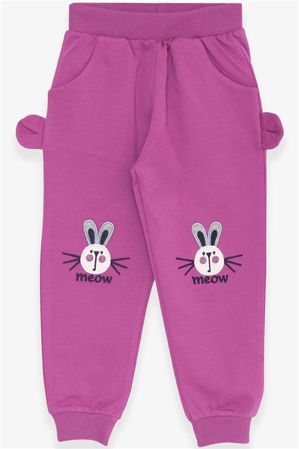 Baby Girl Sweatpants with Bunny Embroidery, Purple (1-1.5 Years)