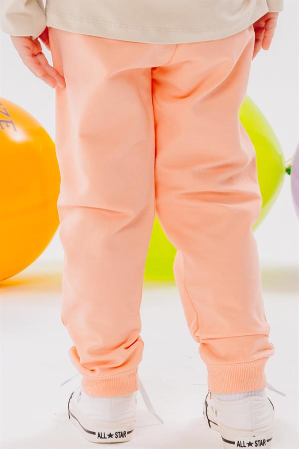 Baby Girl Sweatpants with Bunny Embroidery, Salmon Color (1-2 Years)