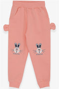 Baby Girl Sweatpants with Bunny Embroidery, Salmon Color (1-2 Years)
