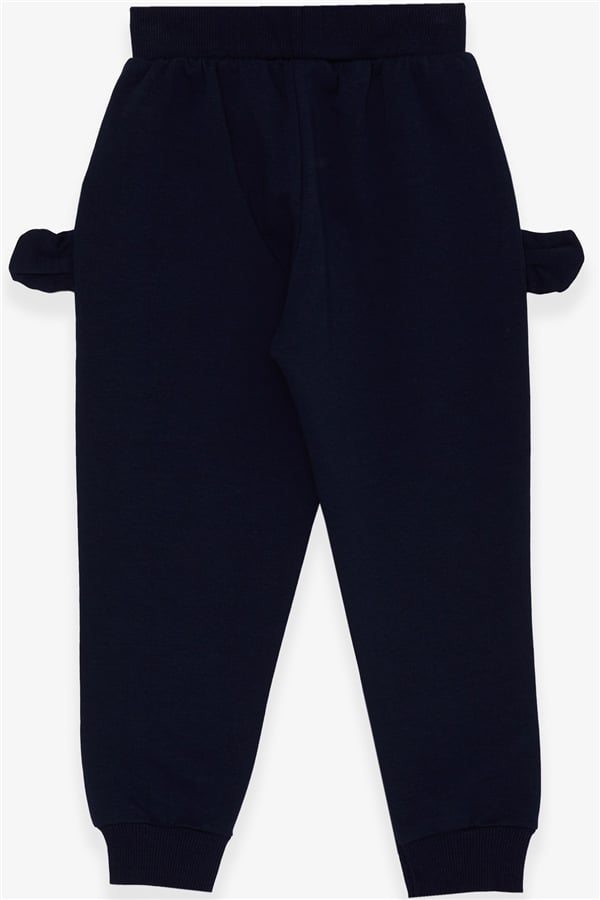 Baby Girl Sweatpants with Bunny Embroidery, Navy Blue (1-1.5 Years)