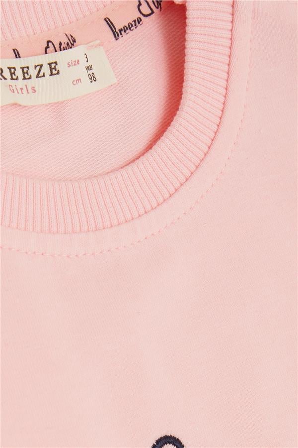 Girls' Tracksuit Set with Flower Theme and Bunny Embroidery, Pink (1-3 Years)