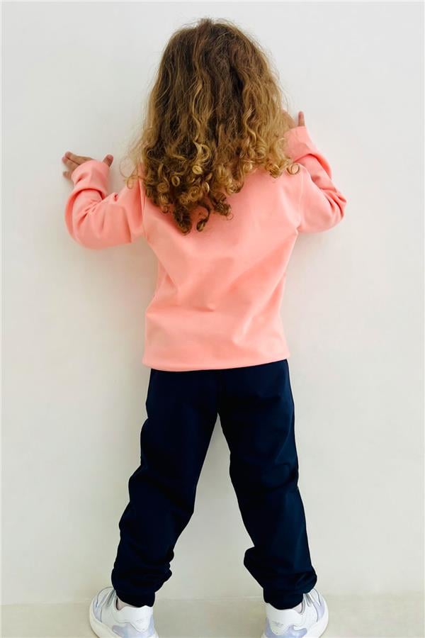 Baby Girl Tracksuit Set with Cute Wizard Bunny Print, Salmon (1-2 Years)