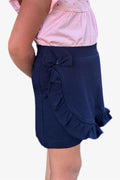 Baby Girl Skirt/Shorts with Ruffles and Bow, Navy Blue (1.5 Years)