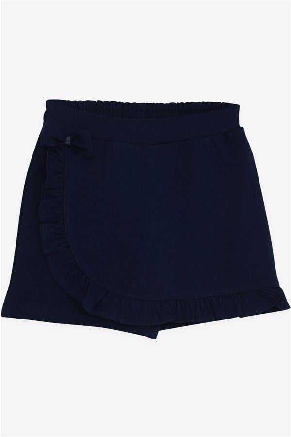 Baby Girl Skirt/Shorts with Ruffles and Bow, Navy Blue (1.5 Years)