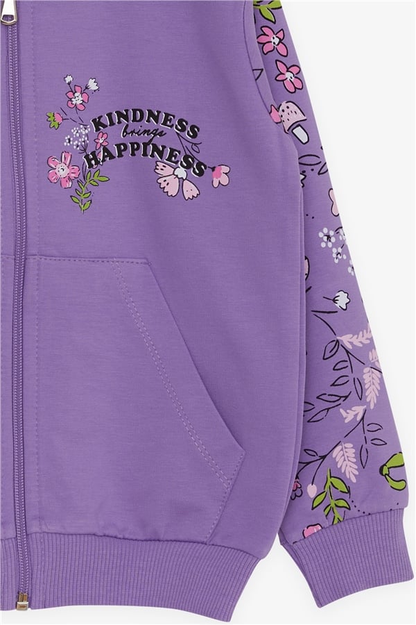 Baby Girl Cardigan with Floral Print, Lilac (1-1.5 Years)