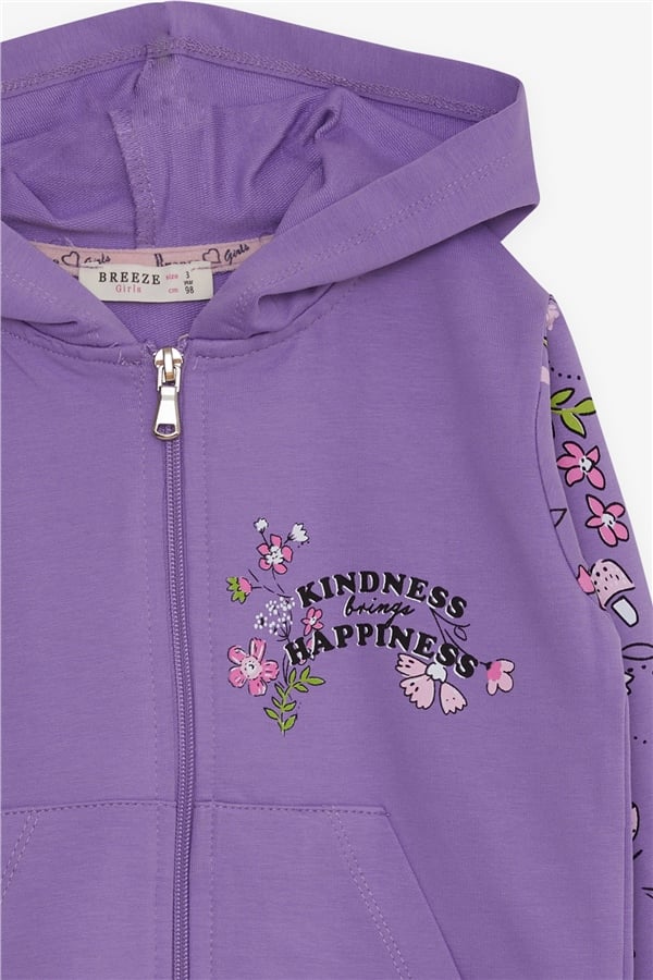 Baby Girl Cardigan with Floral Print, Lilac (1-1.5 Years)
