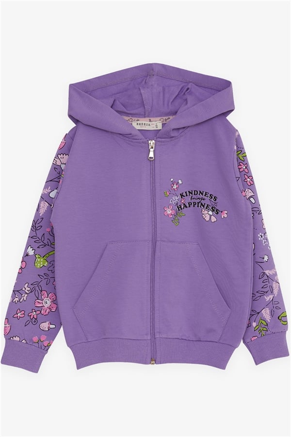 Baby Girl Cardigan with Floral Print, Lilac (1-1.5 Years)