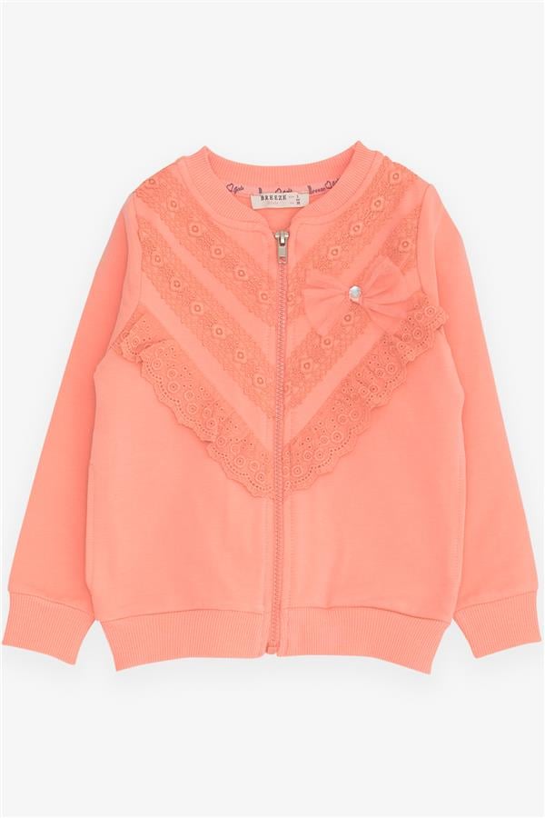 Girls' Guipure Salmon Cardigan (Ages 3-6)