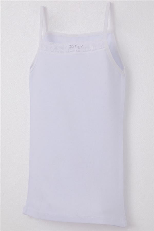 Girl's Thin Strap Camisole with Lace, White (3 Years)