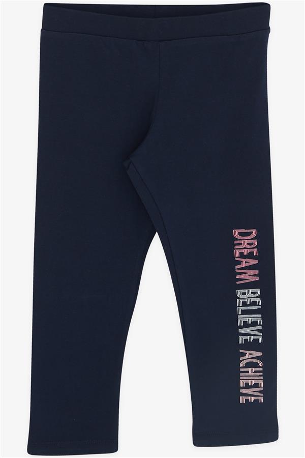 Girls' Capri Leggings and Crop Set with Printed Text, Salmon (Ages 8-12)