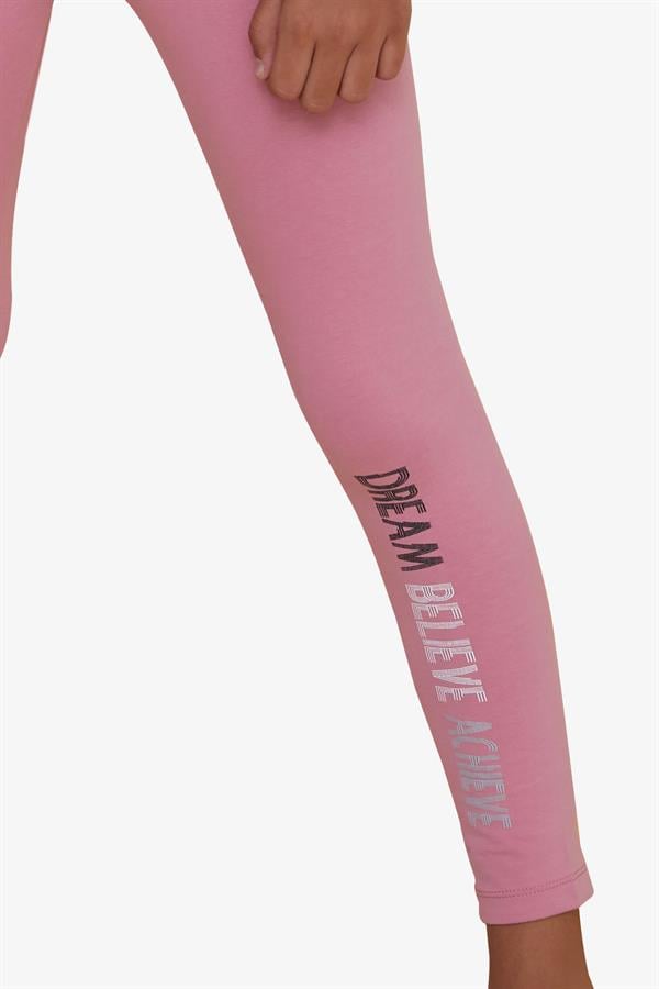 Girls' Capri Leggings and Crop Set with Printed Text, Light Grey Melange (Ages 8-12)