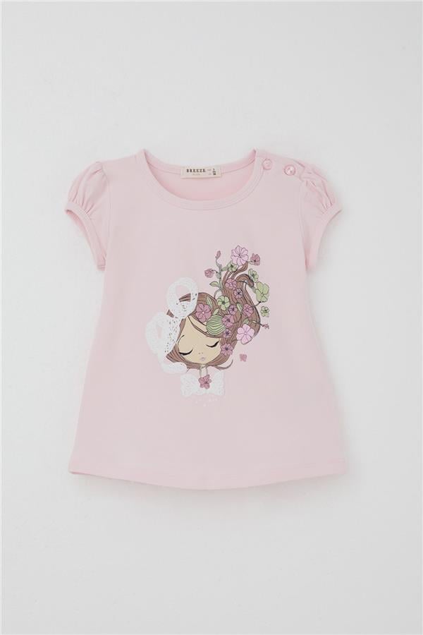 Girls' Capri Leggings Set, Pink with Floral Girl Print (1.5-5 Years)