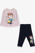 Girls' Capri Leggings Set, Girl's Print, Beige Melange (1.5-3 Years)