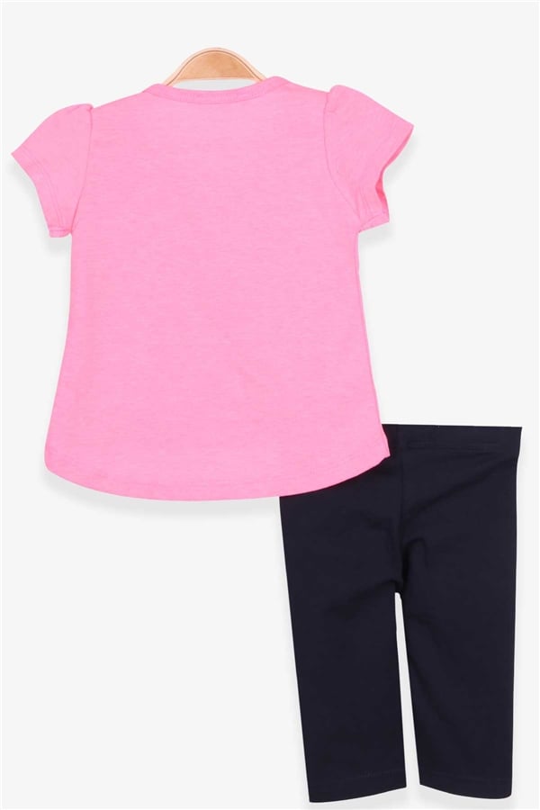 Baby Girl Capri Leggings Set with Bunny Embroidery, Neon Pink (1-1.5 Years)