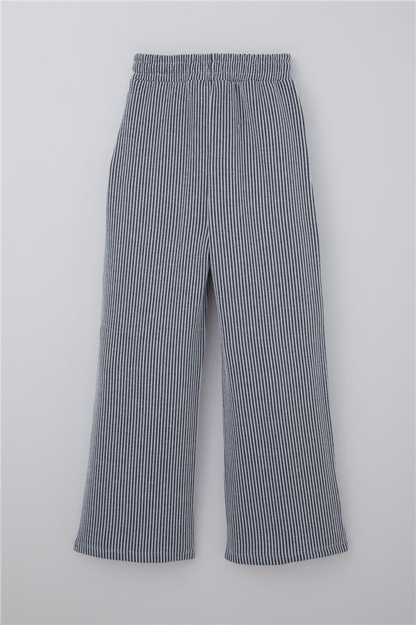 Girls' Striped Trousers with Bow Drawstring Accessory, Elastic Waistband, Mixed Colors (Ages 4-8)