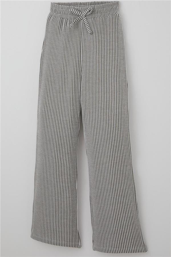 Girls' Striped Trousers with Bow Drawstring Accessory, Elastic Waistband, Mixed Colors (Ages 4-8)
