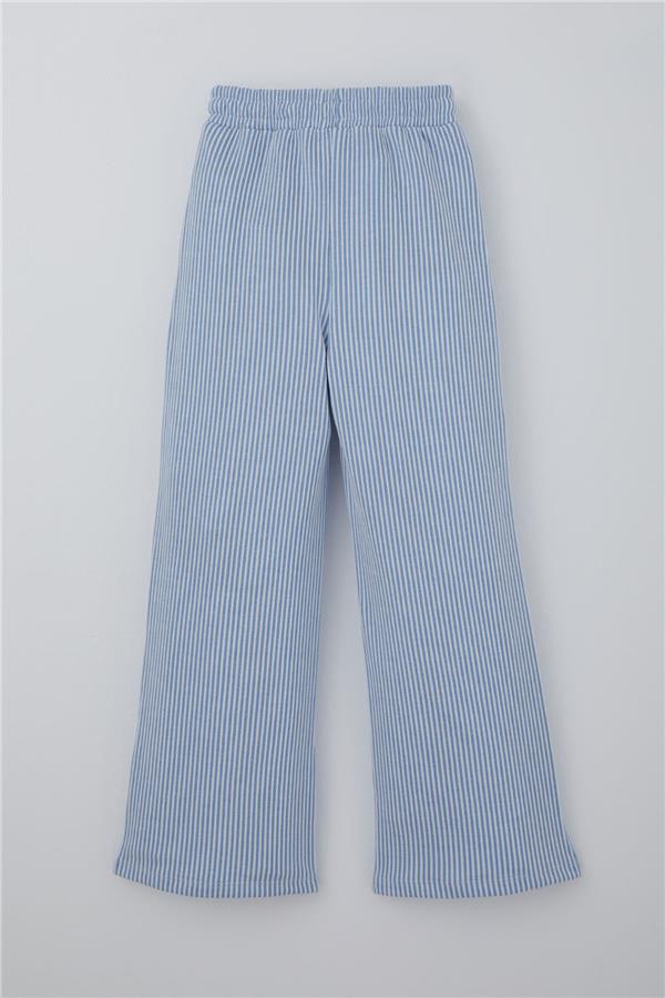 Girls' Striped Trousers with Bow Drawstring Accessory, Elastic Waistband, Mixed Colors (Ages 4-8)