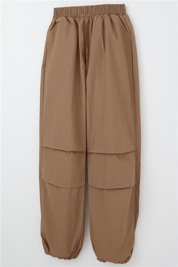 Girls' Parachute Jogger Pants, Brown (Ages 6-10)