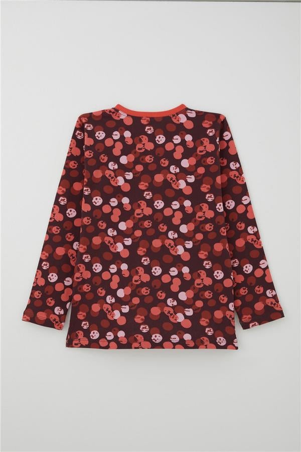 Girls' Pajama Set with Cheerful Polka Dots Pattern, Plum (Ages 9-12)