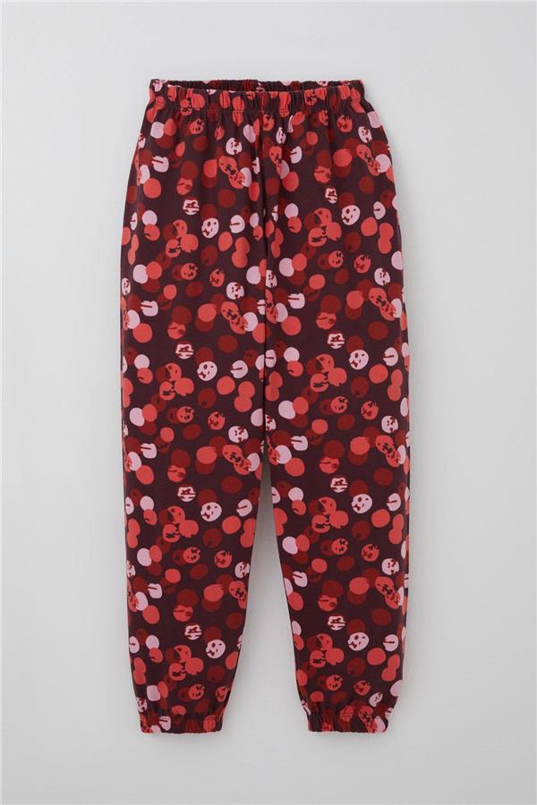 Girls' Pajama Set with Cheerful Polka Dots Pattern, Plum (4-8 Years)
