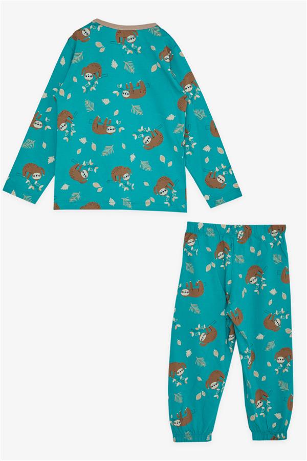 Girls' Pajama Set, Lazy Animal Pattern, Green (1-1.5 Years)