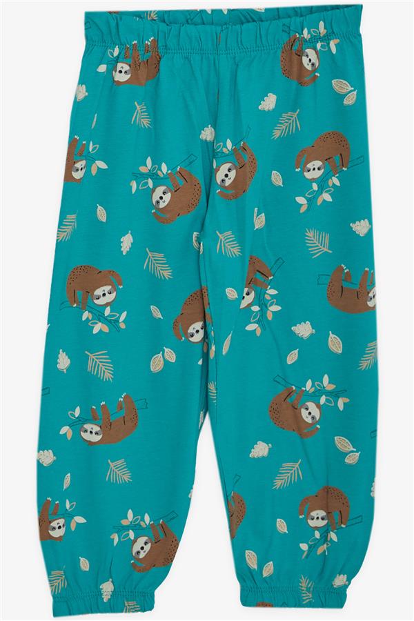 Girls' Pajama Set, Lazy Animal Pattern, Green (1-1.5 Years)