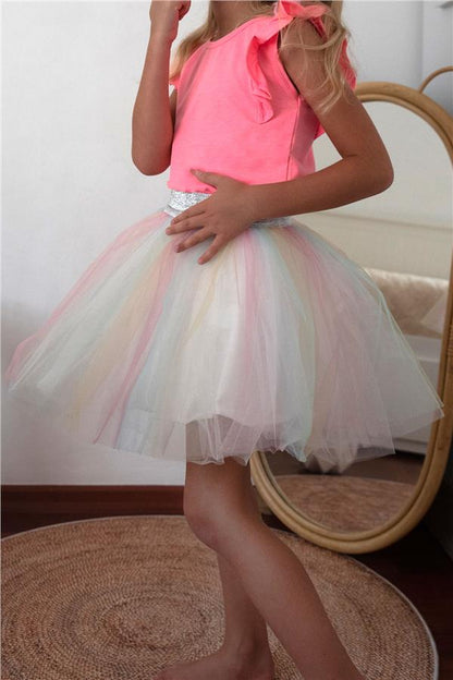 Girls' Colorful Tutu Skirt, Mixed Colors (Ages 4-10)