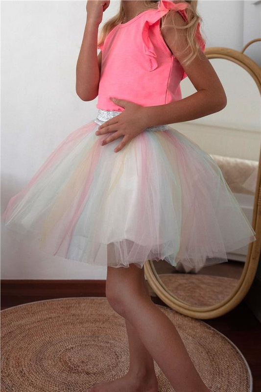 Girls' Colorful Tutu Skirt, Mixed Colors (Ages 4-10)