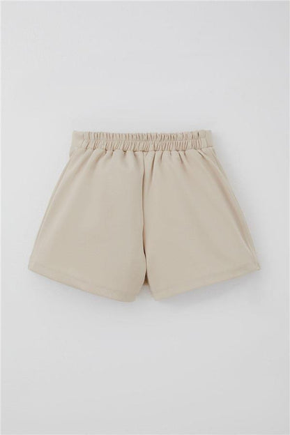 Girls' Short Skirt with Pocket Flap Detail and Button Embellished Rhinestones (Ages 6-12)