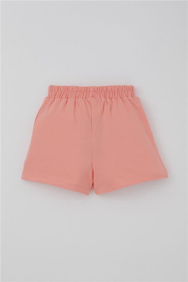 Girls' Short Skirt with Bow Accessory, Ruffles, Salmon Color (Ages 3-8)