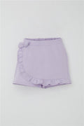 Girls' Short Skirt with Bow Accessory and Ruffles, Light Lilac (Ages 6-10)