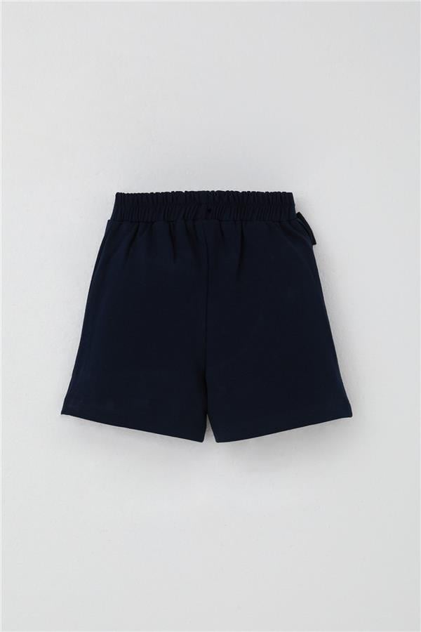 Girls' Short Skirt with Bow Accessory and Ruffles, Navy Blue (Ages 3-8)