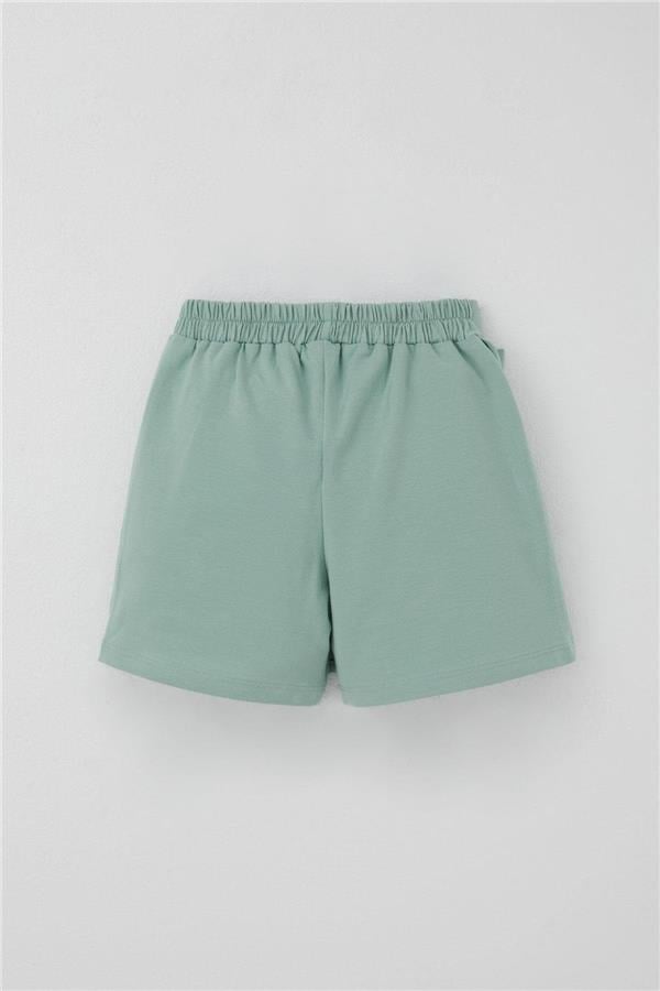 Girls' Short Skirt with Bow Accessory, Ruffles, Aqua Green (Ages 6-10)