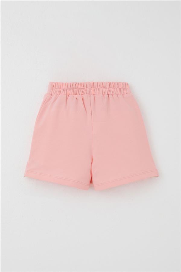 Girls' Short Skirt with Bow Accessory, Ruffles, Salmon Color (Ages 3-8)