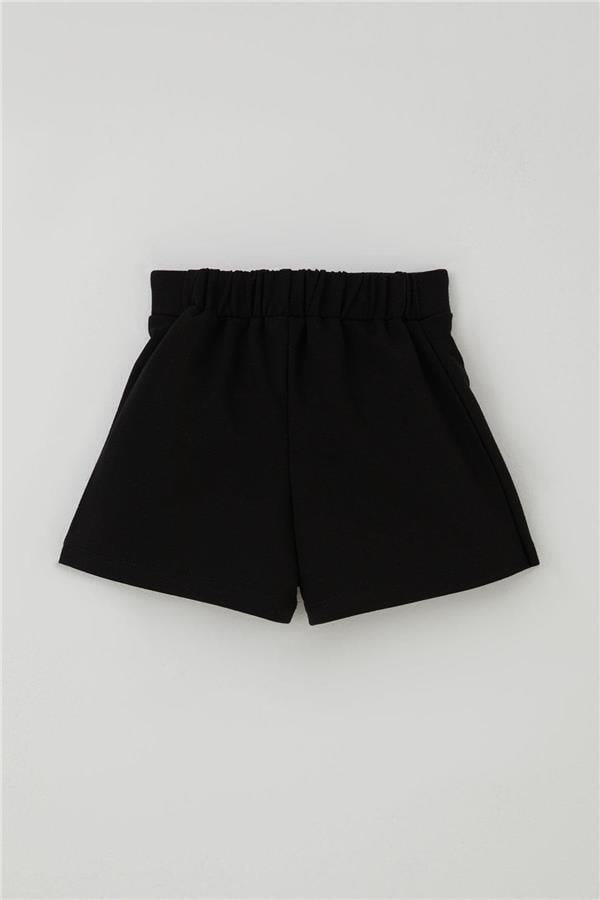 Girls' Short Skirt with Bow Accessory, Elastic Waist, Black (Ages 3-7)