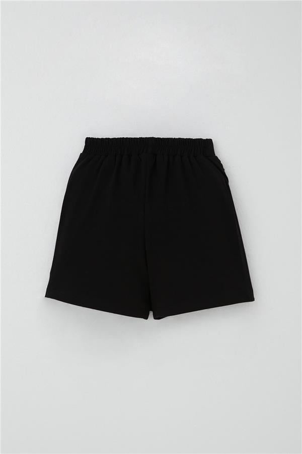 Girls' Short Skirt with Bow Accessory and Ruffles, Black (Ages 6-10)