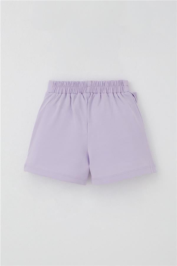 Girls' Short Skirt with Bow Accessory and Ruffles, Light Lilac (Ages 3-8)