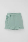 Girls' Short Skirt with Bow Accessory, Ruffles, Aqua Green (Ages 6-10)
