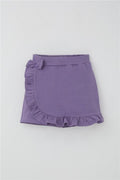 Girls' Short Skirt with Bow Accessory and Ruffles, Lilac (Ages 6-10)